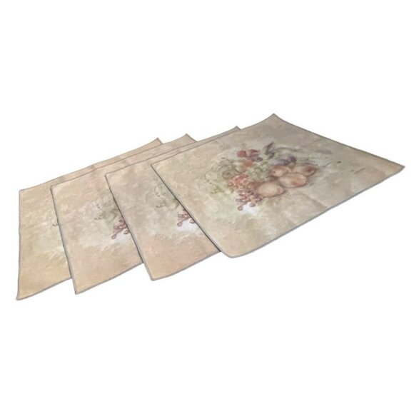 Set of 4 Vintage Cheri Blum Fruit Cloth Dinner Linens Napkins 18.5" Square - Picture 7 of 13